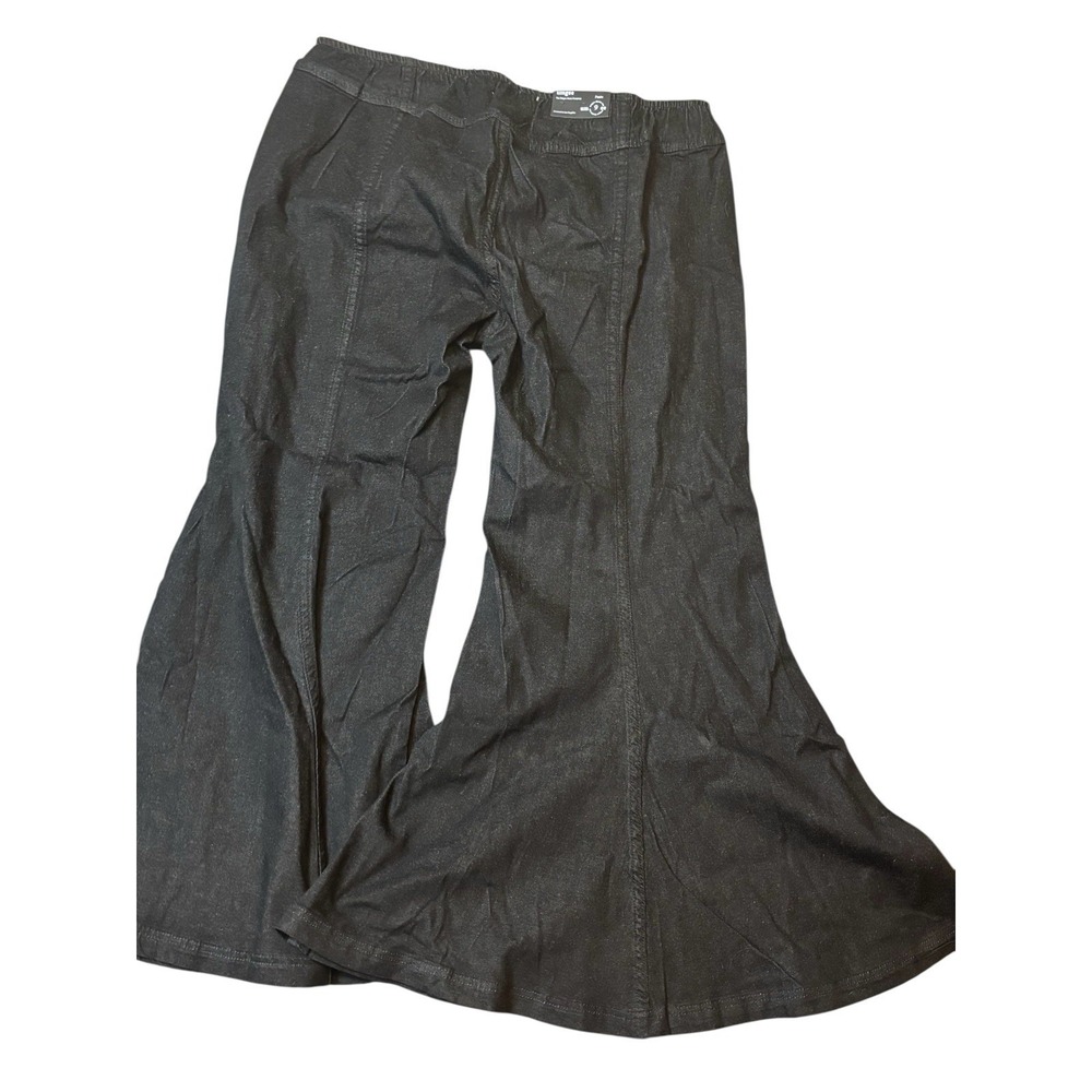 Umgee Pants Womens 9 Wide Flare Leg Lagenlook Ankle Black Denim‎ J4053 NWT - Picture 4 of 4